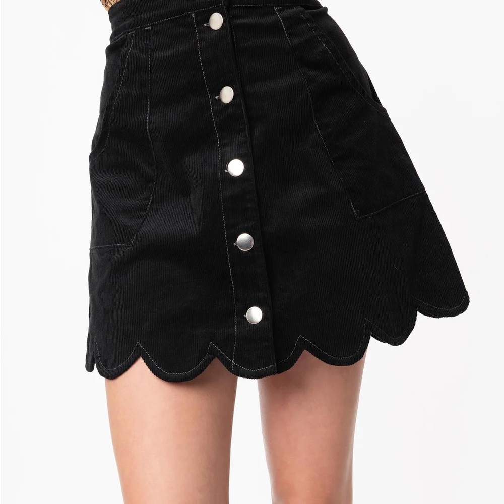Smak Parlour Black Corduroy Button-Up Skirt